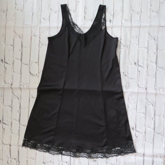 Vintage Black Full Slip With Lace Size 38 - Picture 5 of 9